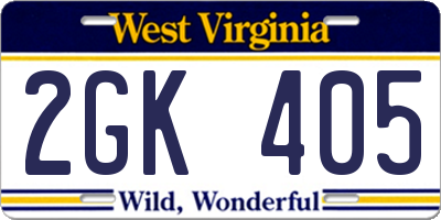 WV license plate 2GK405