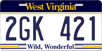 WV license plate 2GK421