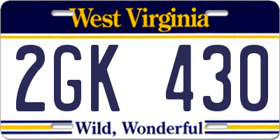 WV license plate 2GK430