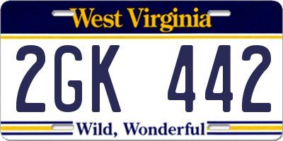 WV license plate 2GK442