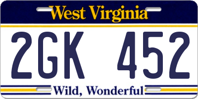 WV license plate 2GK452