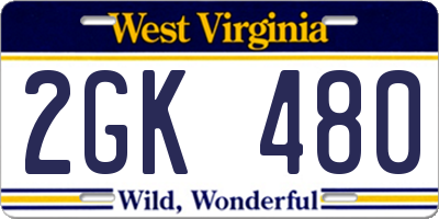 WV license plate 2GK480