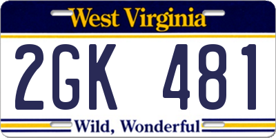 WV license plate 2GK481