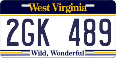 WV license plate 2GK489