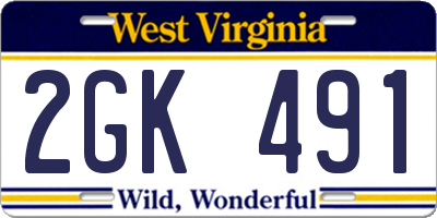 WV license plate 2GK491