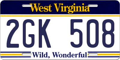 WV license plate 2GK508