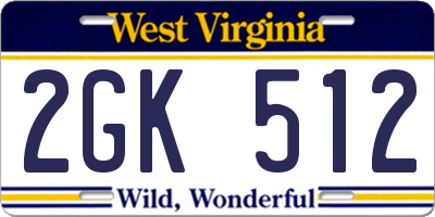 WV license plate 2GK512