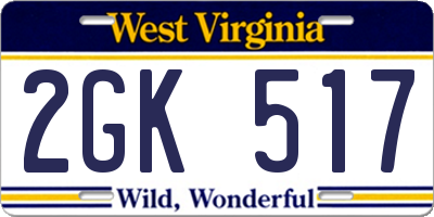 WV license plate 2GK517