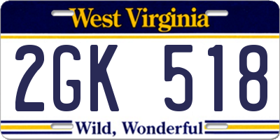 WV license plate 2GK518