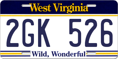 WV license plate 2GK526