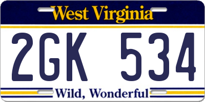 WV license plate 2GK534
