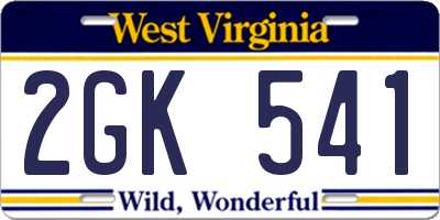 WV license plate 2GK541