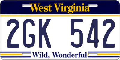 WV license plate 2GK542