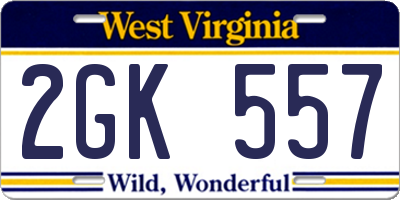 WV license plate 2GK557