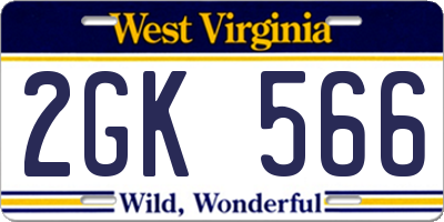 WV license plate 2GK566