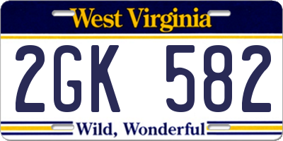 WV license plate 2GK582