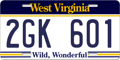 WV license plate 2GK601