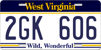 WV license plate 2GK606