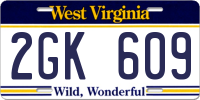 WV license plate 2GK609