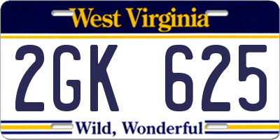 WV license plate 2GK625