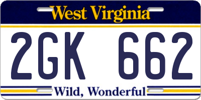 WV license plate 2GK662