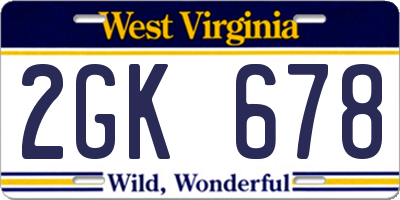 WV license plate 2GK678