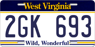 WV license plate 2GK693