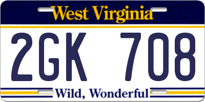 WV license plate 2GK708