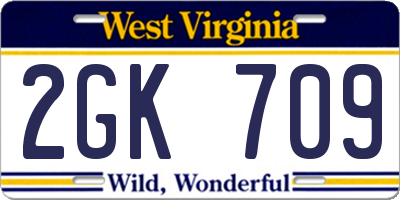 WV license plate 2GK709