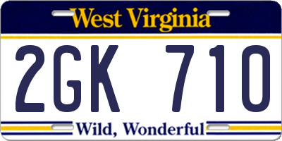 WV license plate 2GK710