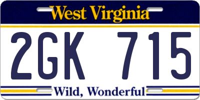 WV license plate 2GK715