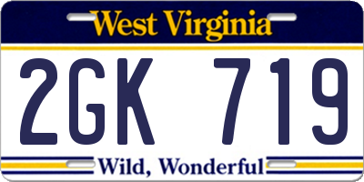 WV license plate 2GK719