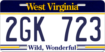 WV license plate 2GK723