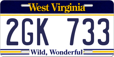 WV license plate 2GK733