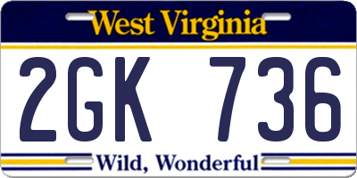 WV license plate 2GK736