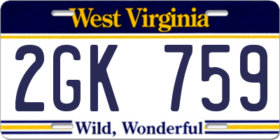 WV license plate 2GK759