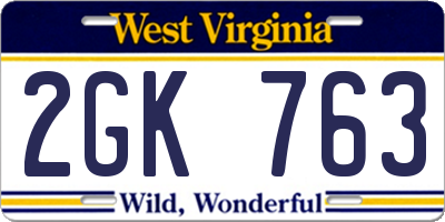 WV license plate 2GK763
