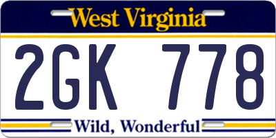 WV license plate 2GK778