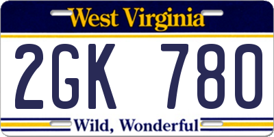 WV license plate 2GK780