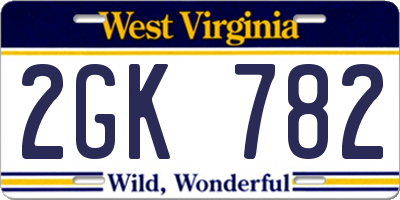 WV license plate 2GK782