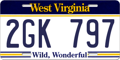 WV license plate 2GK797