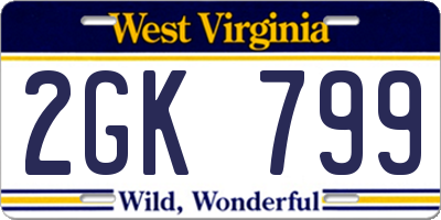 WV license plate 2GK799