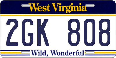 WV license plate 2GK808