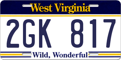 WV license plate 2GK817