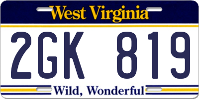WV license plate 2GK819