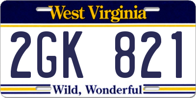 WV license plate 2GK821