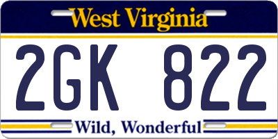 WV license plate 2GK822