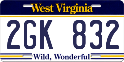 WV license plate 2GK832