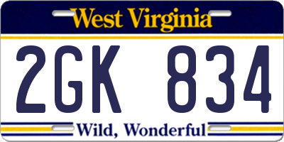 WV license plate 2GK834