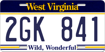 WV license plate 2GK841